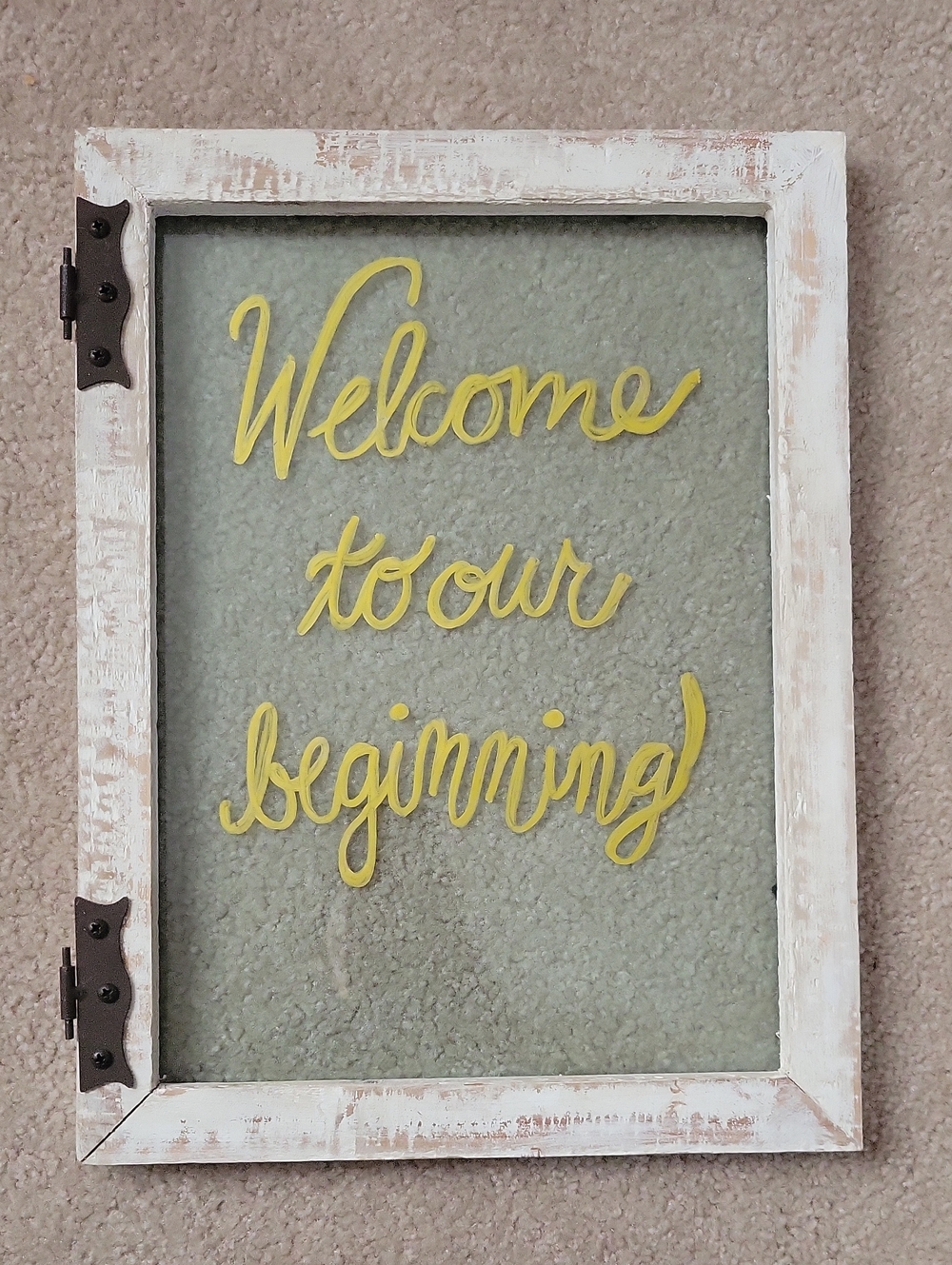 Rustic White Door/Frame/ Art "Welcome to our beginning" Wedding Sign